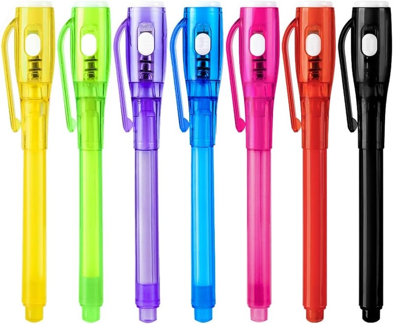 EODVICS Invisible Ink Pens, Upgraded Spy Invisible Ink Pen with UV Light Magic Marker for Secret Message and Kids Christmas Goodies Bags Toy (7pcs) - Image 1